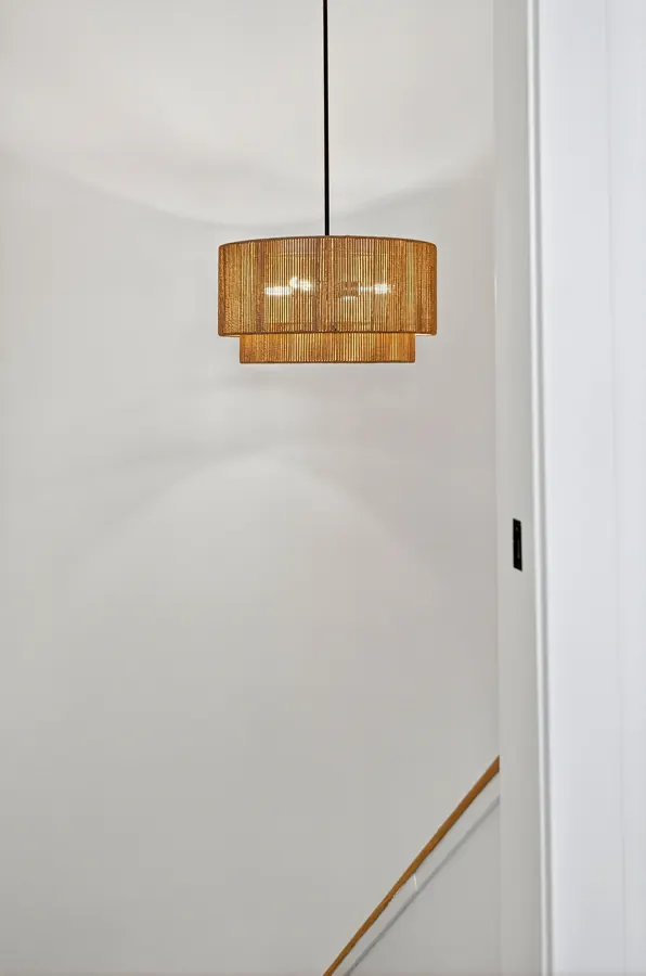 Woven pendant over the staircase