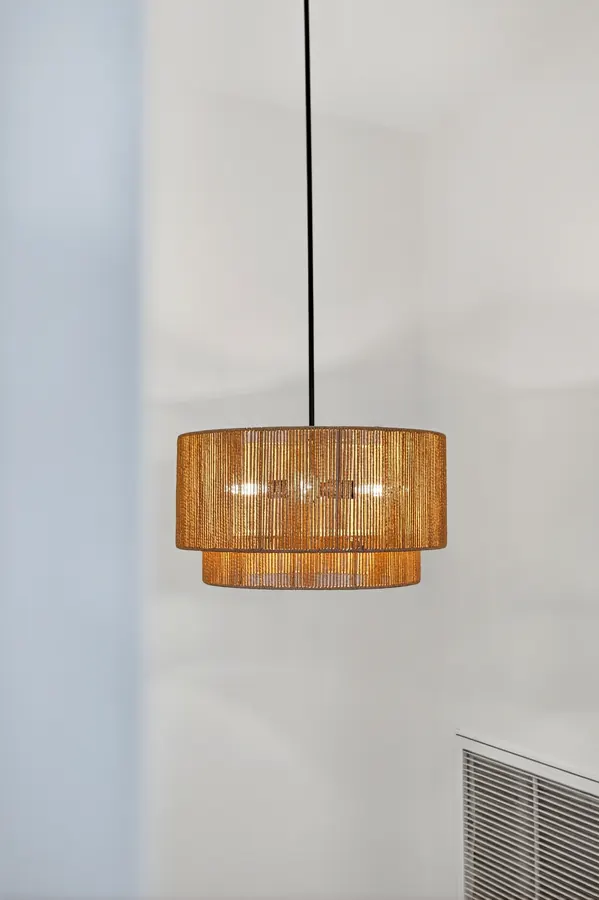 Woven drum pendant