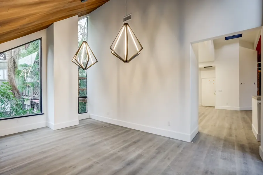 Dining room pendants and hallway
