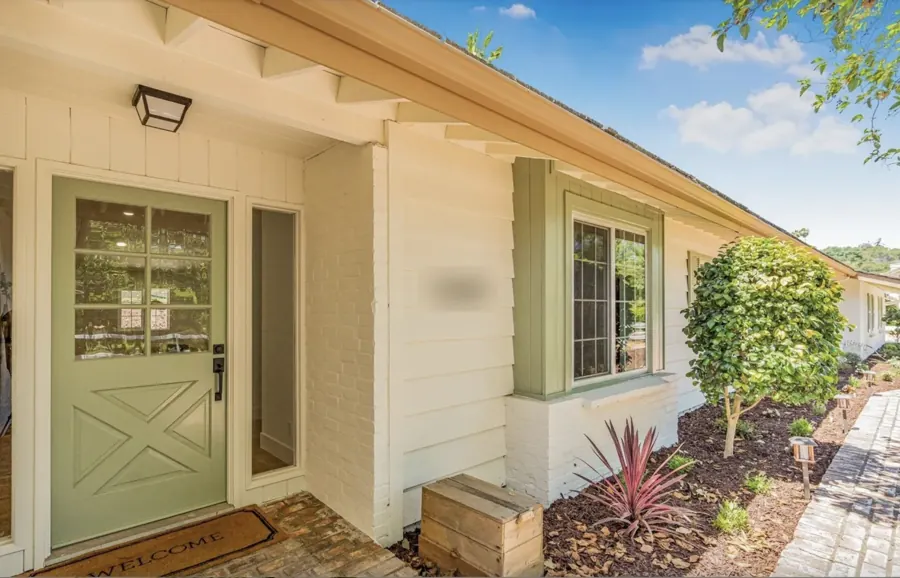 Front entry with green door