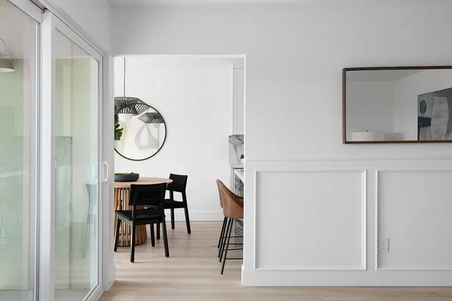 View from the living room to the dining nook