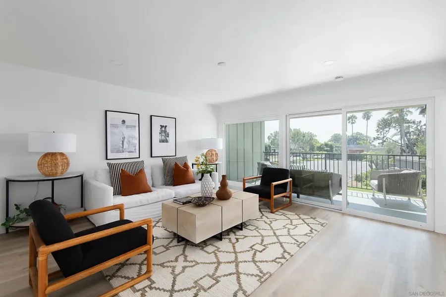 Living room with sliding doors to the balcony